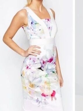 Ted Baker White Floral Midi Dress